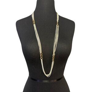 Multi-Strand Chain Necklace Gold & Silver Mixed Metal Lobster Clasp Adjustable 3